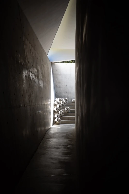 Light falling into a concrete corridor